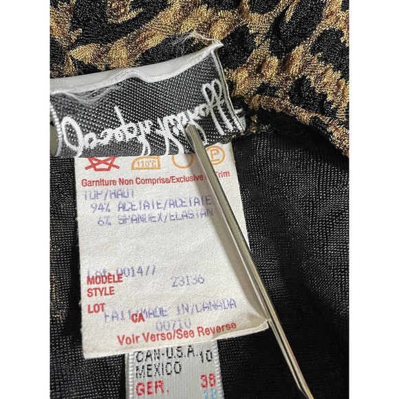 Joseph Ribkoff Leopard Animal Print Tank Top Shell Faux Leather Trim Size 10 - Picture 5 of 7